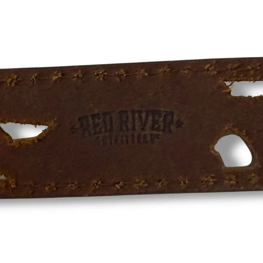 Red River Outfitters Western Belt Kids Brown Tooled Leather Cowboy Cowgirl Sz 22